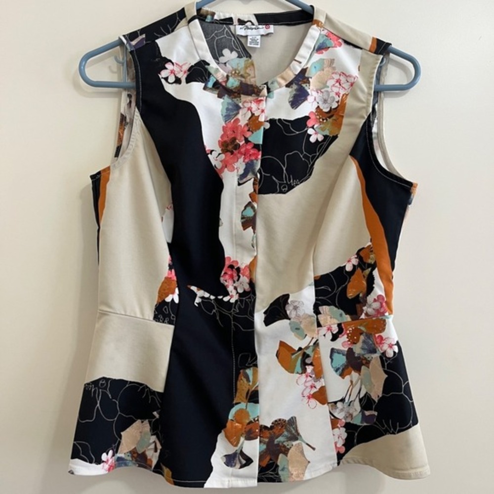 3.1 Phillip Lim Women Floral Abstract Peplum Top S Designer Artsy‎ Contemporary